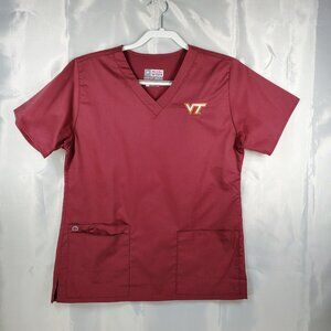 Wonder Work Stretch Comfort V-Neck Scrub Top VT Embroidery Logo 3 Pckts Wmn Sz S